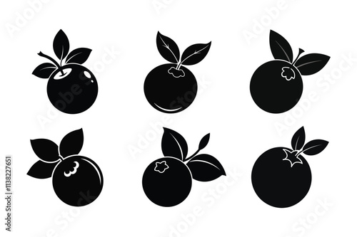 blueberry fruits silhouette vector illustration