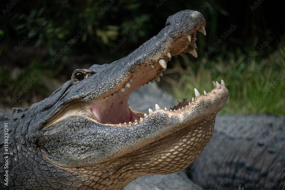 Fototapeta premium An american alligator with it's mouth open showing teeth