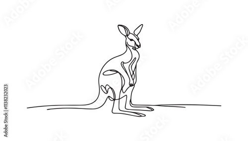 Continuous one single minimal line drawing kangaroo