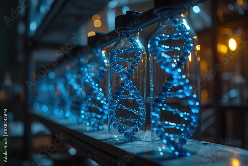 Genetic research and Bio tech science Concept Human Biology and pharmaceutical technology on laboratory background