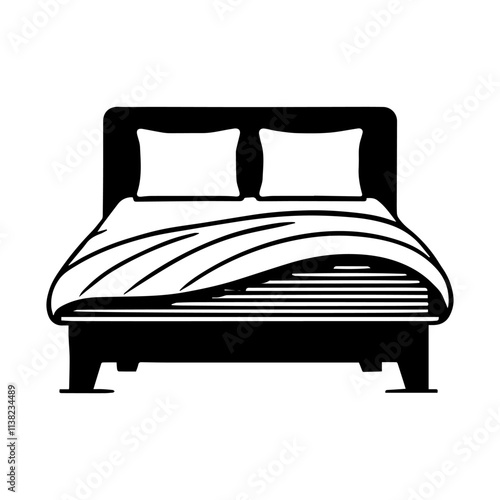 Simple Vector Icon of a bed – Logo Design Illustration