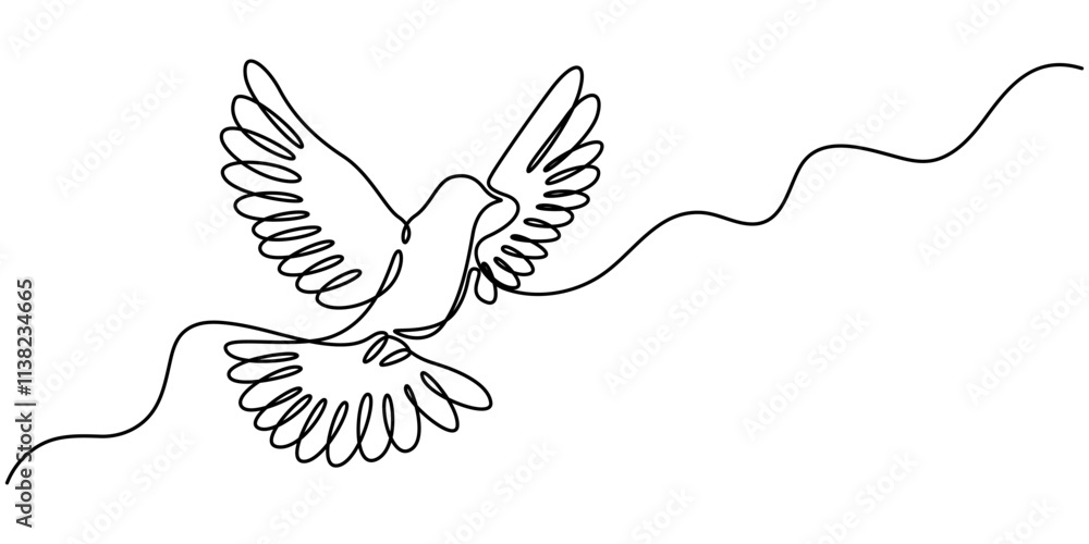Couple of dove with love one continous line vector illustration, valentines day element design, Bird flying with heart in continuous line art drawing. One outline of dove animal. Vector illustration. Couple of dove with love one continous line vector illustration, valentines day element design, Bird flying with heart in continuous line art drawing. One outline of dove animal. Vector illustration.