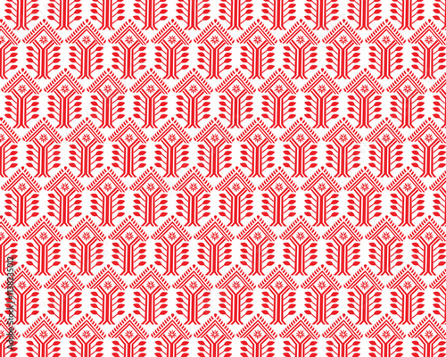 tribal pattern ( Assamese pattern ) of northeast India which is used for textile design in Assam Gamosa , muga silk or other traditional dress. similar to Ukrainian pattern or Russian pattern.