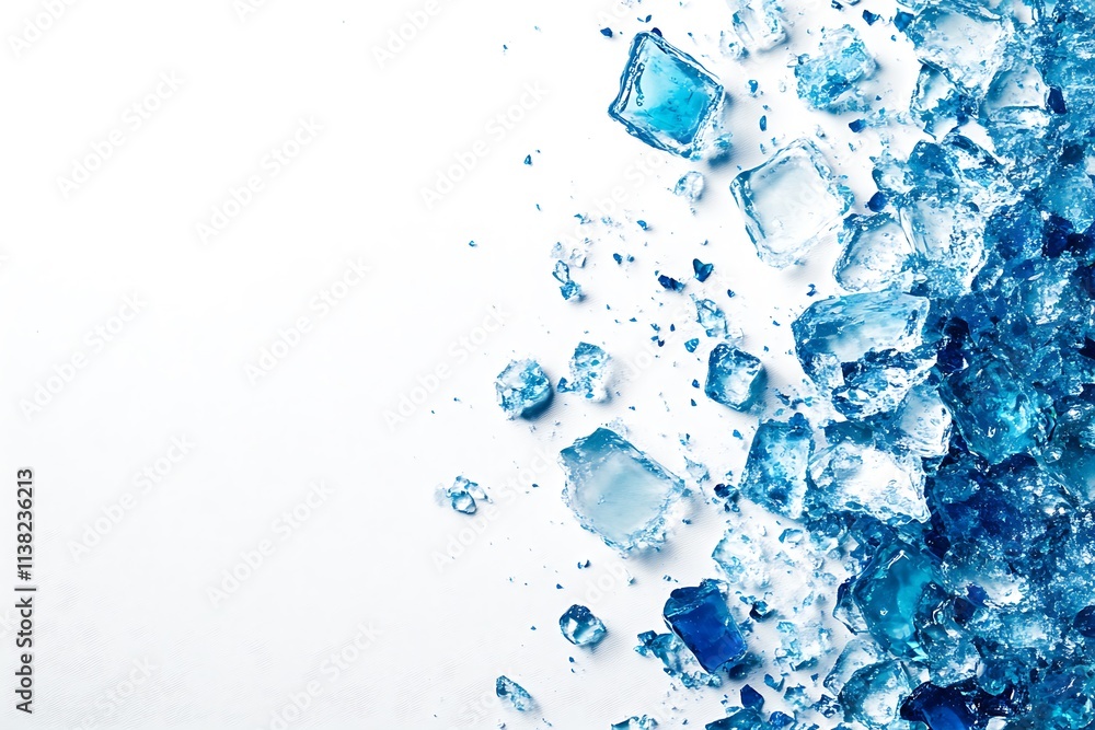 Crushed ice cubes on white surface Crushed ice cubes on white surface