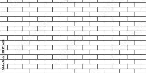 Empty brick wall vector brickwork construction vintage architecture block row black line room, masonry, rough kitchen and bathroom texture background.