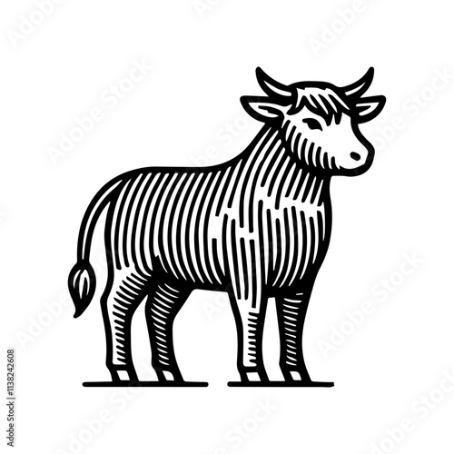 Simple Vector Icon of a cow – Logo Design Illustration
