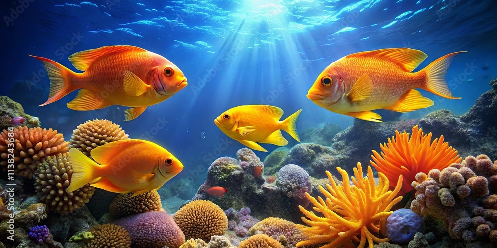 Vibrant Underwater Scene with Colorful Fish Vibrant Underwater Scene with Colorful Fish
