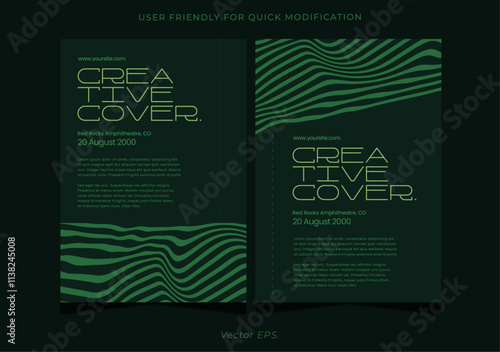 Abstract Wavy Lines Poster with Modern Typography for Events mix green theme