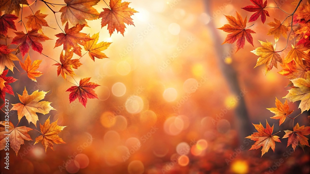 Autumnal foliage with a bokeh background, perfect for seasonal designs and cards Autumnal foliage with a bokeh background, perfect for seasonal designs and cards