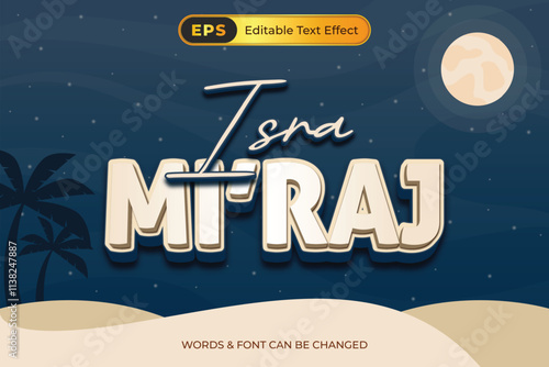 Isra Mi'raj poster with editable text effect