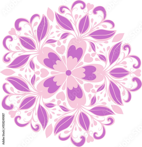 Floral Lace: Round Pattern in Pink and Purple Tones