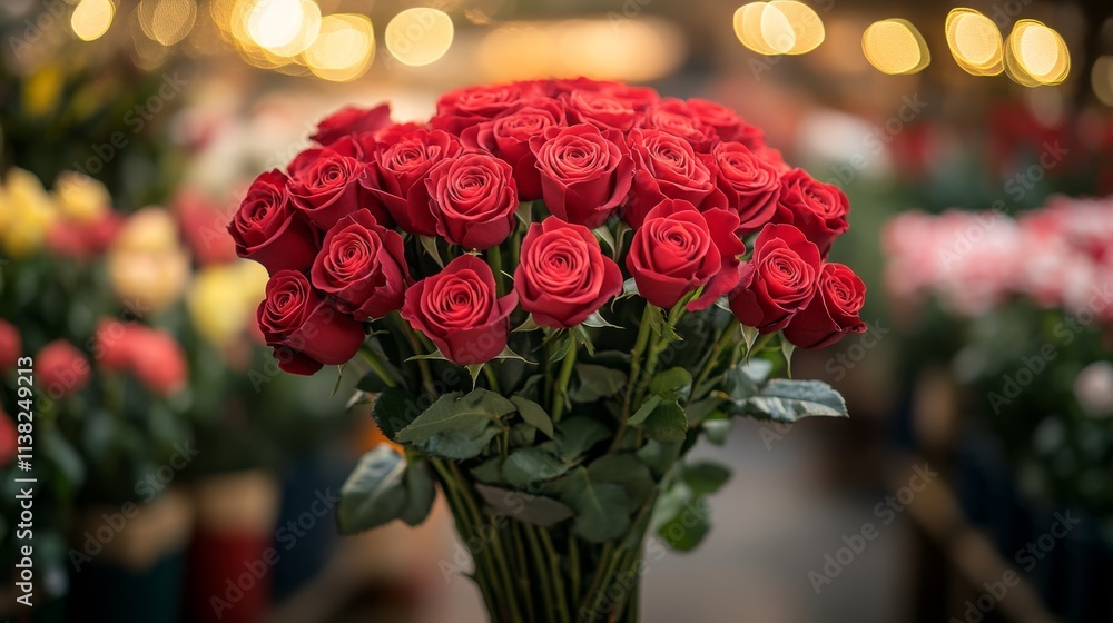 Obraz premium Isolated pink rose bouquet in a vase, perfect for wedding or anniversary gift