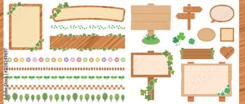 木製看板のイラストセット