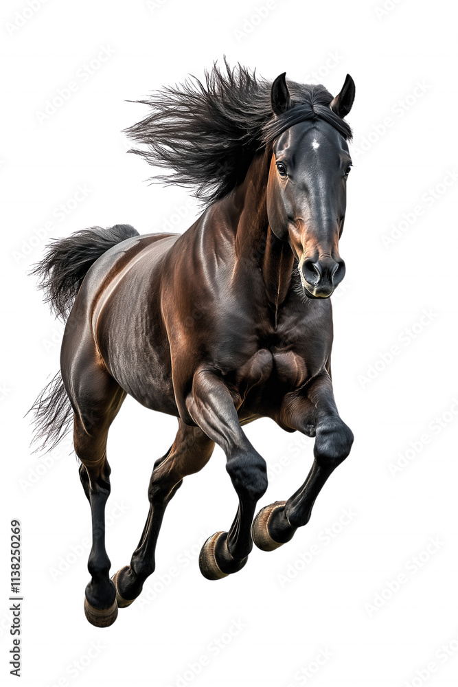 Obraz premium A horse is running in the air with its head up