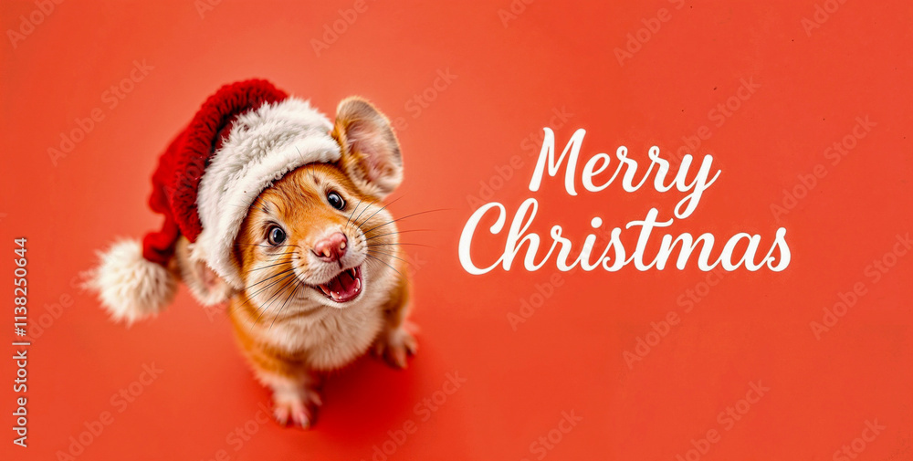 Illustration of a mouse with a christmas message Illustration of a mouse with a christmas message