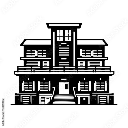 Simple Vector Icon of a barracks – Logo Design Illustration
