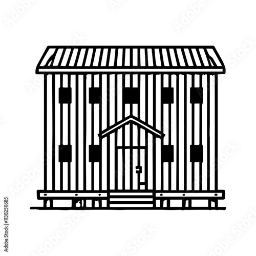 Simple Vector Icon of a barracks – Logo Design Illustration