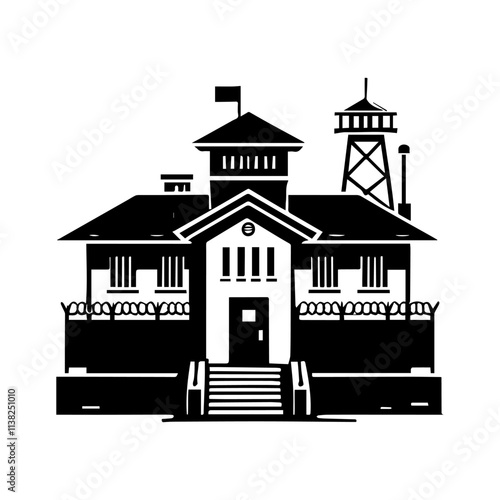 Simple Vector Icon of a barracks – Logo Design Illustration