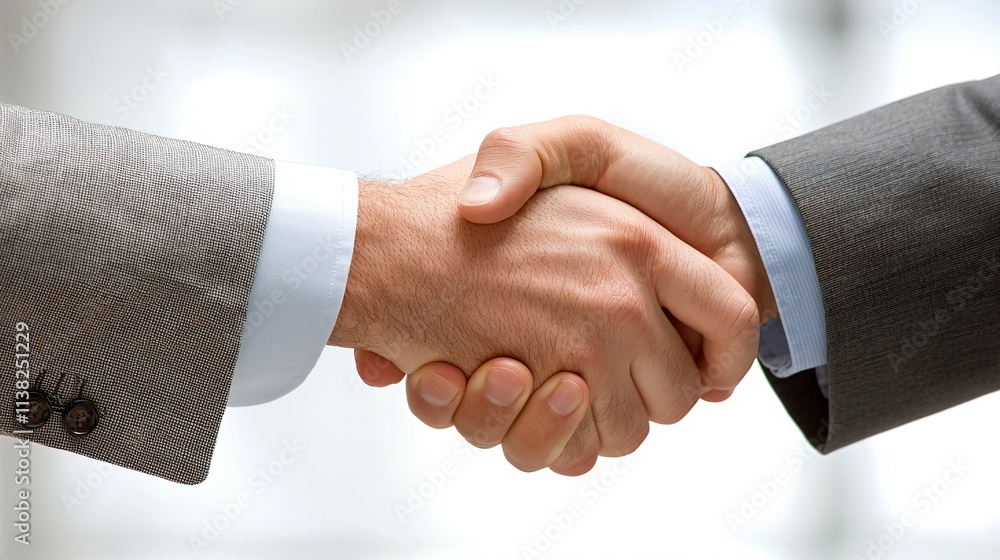 Close-up of two businessmen shaking hands in a modern office, symbolizing a successful merger deal, professional and clean atmosphere. Close-up of two businessmen shaking hands in a modern office, symbolizing a successful merger deal, professional and clean atmosphere.
