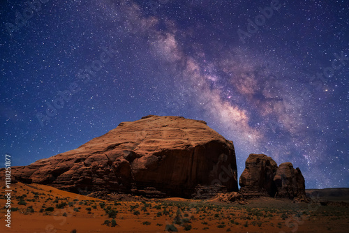 Milky Way Over Mountain, Beautiful night space landscape
