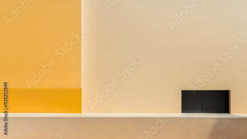 room with orange wall and window