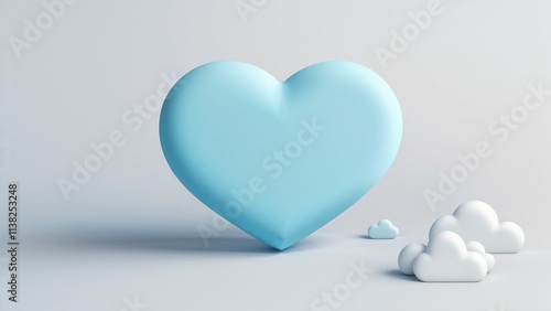 white heart on blue background