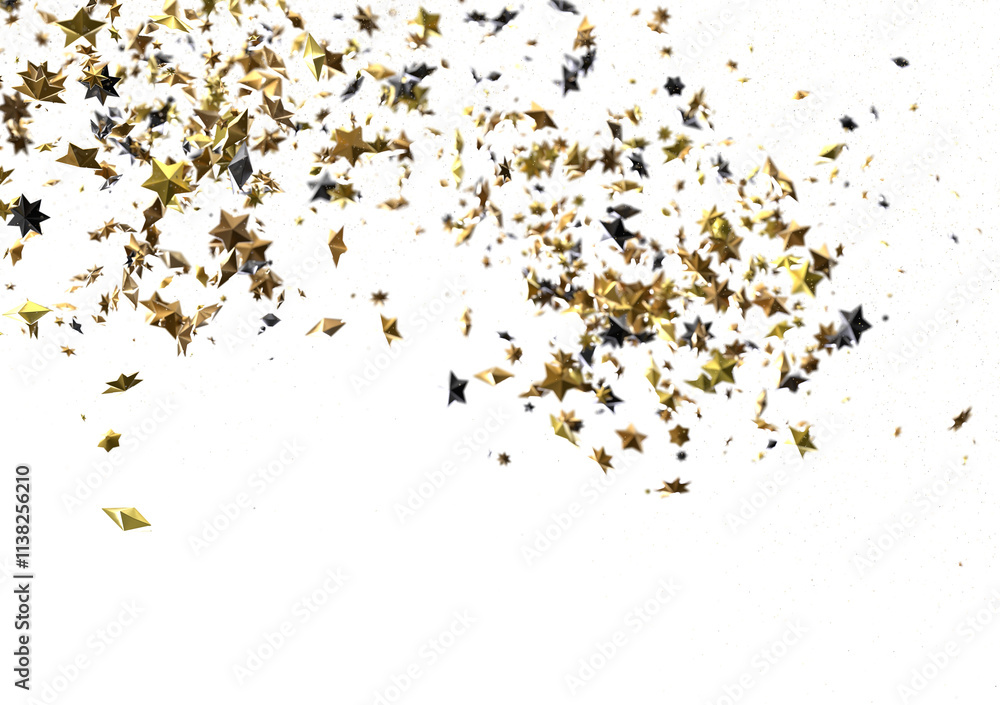 Banner with golden stars decoration. Festive border with falling glitter dust and stars. Banner with golden stars decoration. Festive border with falling glitter dust and stars.