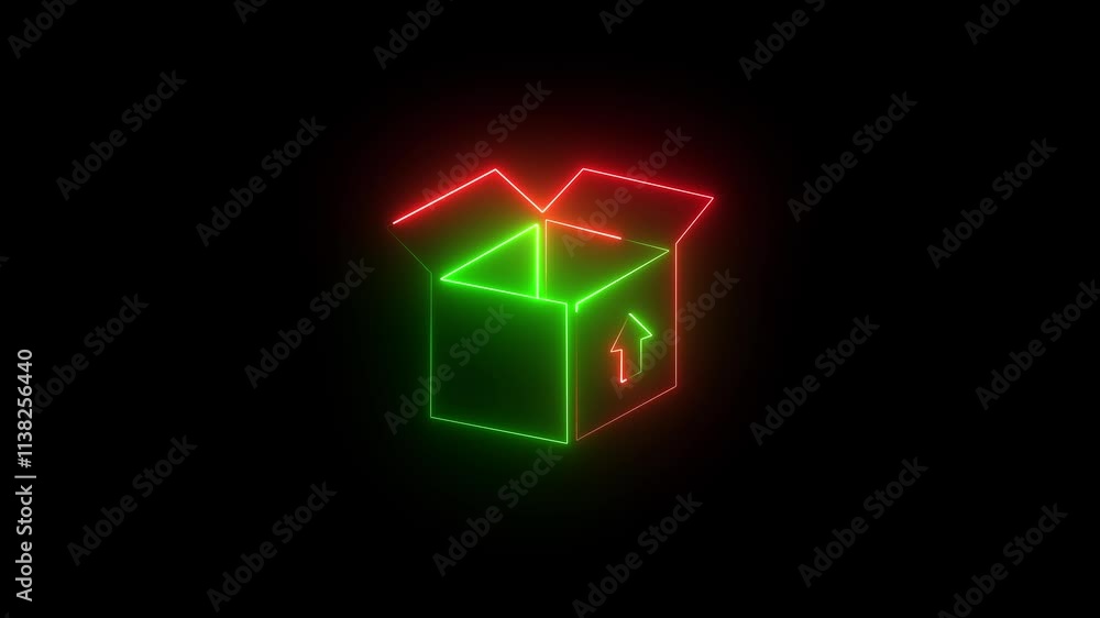Glowing neon line Cardboard box with traffic symbol icon animation on background Glowing neon line Open box package delivery service Animation for yours presentation symbol icon on background. Glowing neon line Cardboard box with traffic symbol icon animation on background Glowing neon line Open box package delivery service Animation for yours presentation symbol icon on background.