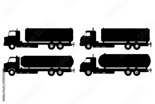 Tanker truck silhouette vector.