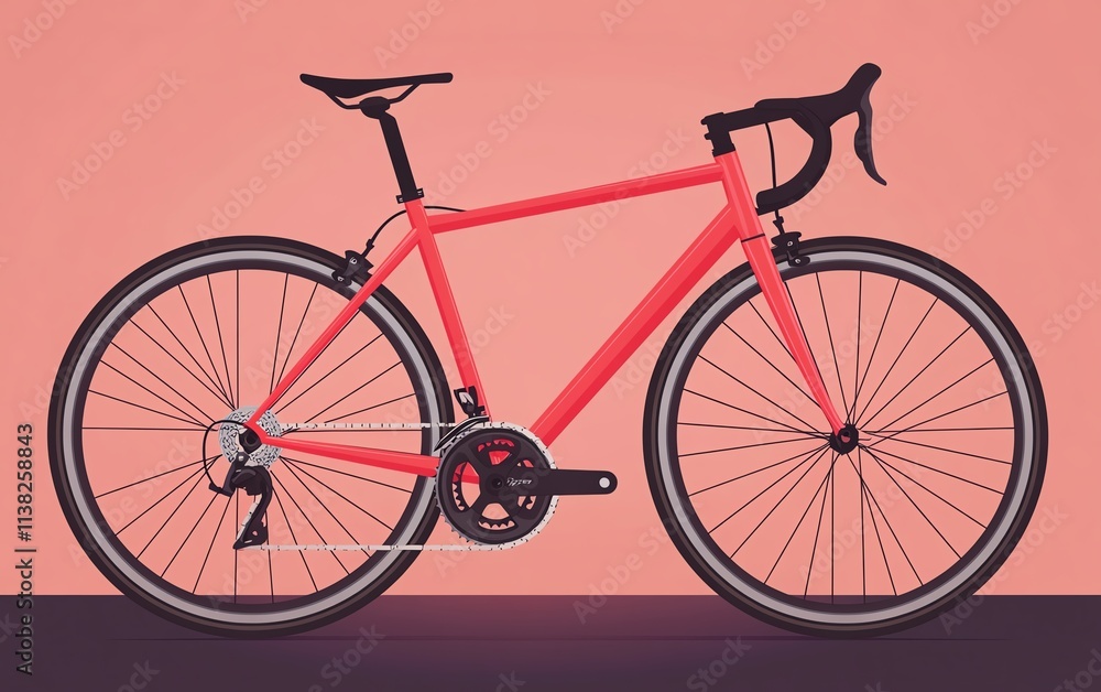 Fototapeta premium Sleek coral road bike illustration