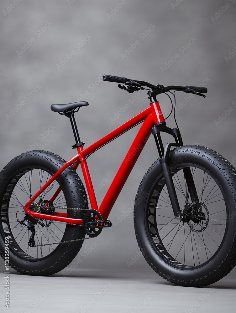 Red fat tire bike on gray background Red fat tire bike on gray background