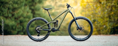 Green mountain bike outdoors