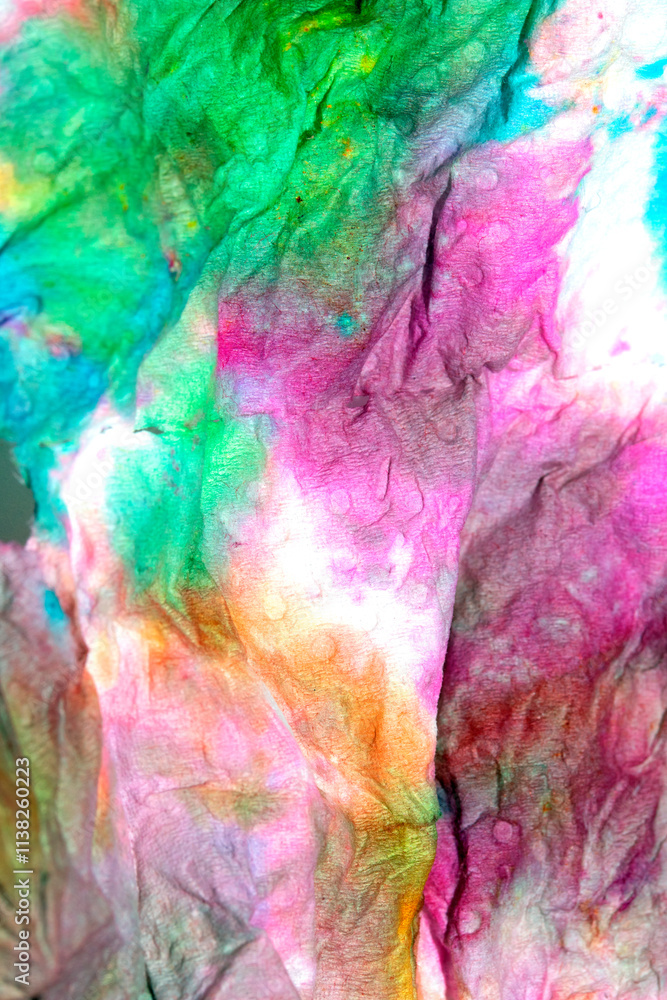 Paper Screwed Up Tissue With Pastel Watercolor Paints in Multicolour Rainbow For Background Paper Screwed Up Tissue With Pastel Watercolor Paints in Multicolour Rainbow For Background