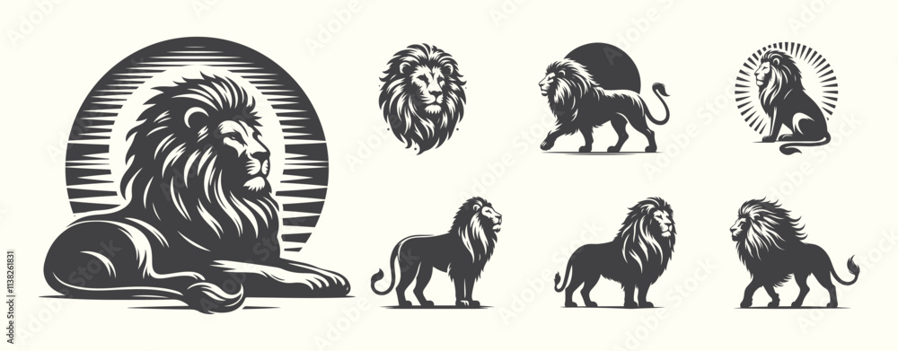 Fototapeta premium Majestic lion silhouette design, perfect for wildlife, safari, and bold creative projects