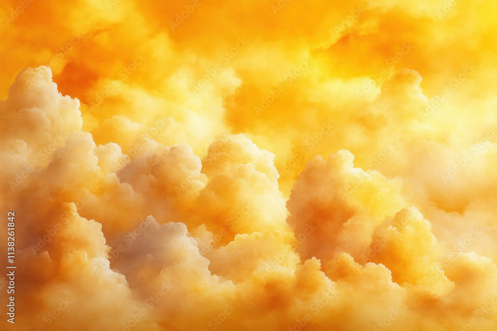 Golden cloudscape at sunset with fluffy cumulus clouds. Golden cloudscape at sunset with fluffy cumulus clouds.