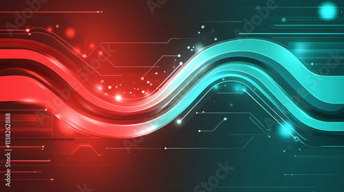 Colorful wave pattern representing the dynamic interaction of artificial intelligence technology in a digital landscape