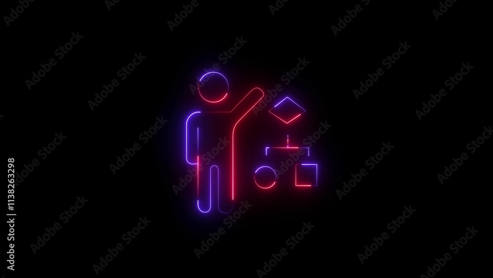 Glowing neon Capital icon isolated on black background. Glowing neon Capital icon isolated on black background.