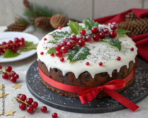 Christmas Cake with decoration ideas 3D illustration
