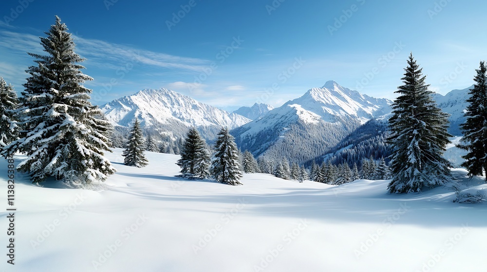 Enchanting Winter Wonderland Serene Snowy Forest Landscape Under Pale Blue Sky Enchanting Winter Wonderland Serene Snowy Forest Landscape Under Pale Blue Sky