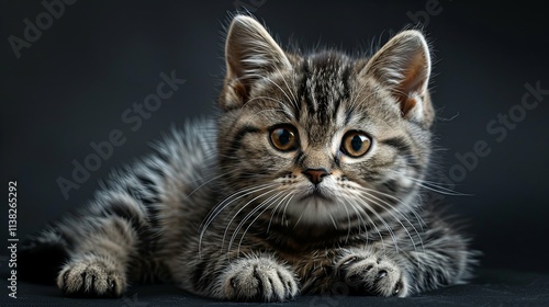 Wallpaper Mural Adorable Tabby Kitten Posing Against a Dark Background Torontodigital.ca