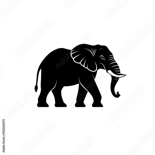 Silhouette of an African elephant. photo