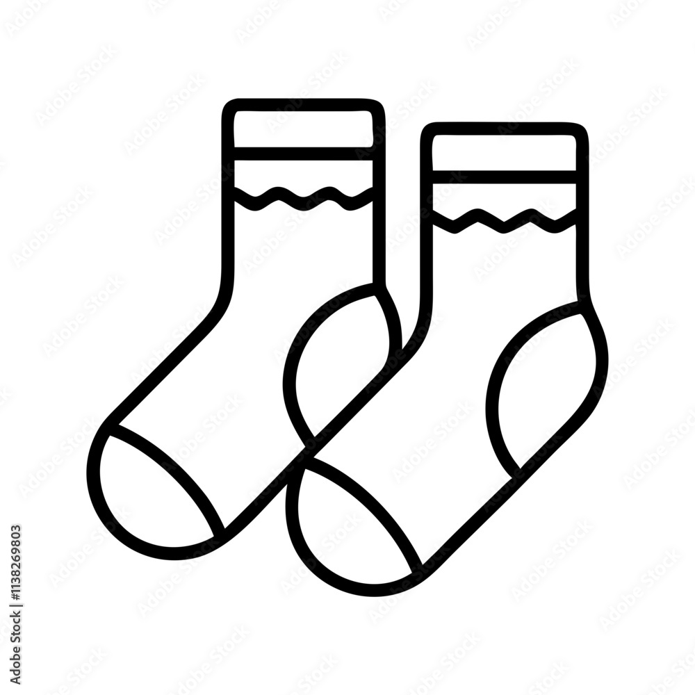 cozy pair of socks icon, national sock day line art, sock day icon - simple black line art icon of cozy pair of socks, for national sock day celebrations. sock day vector art. cozy pair of socks icon, national sock day line art, sock day icon - simple black line art icon of cozy pair of socks, for national sock day celebrations. sock day vector art.