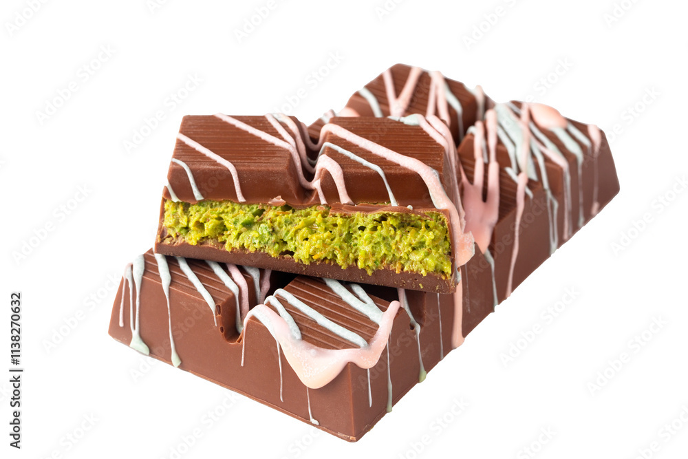 Trend chocolate; Dubai chocolate is made with pistachio paste and kadayif.