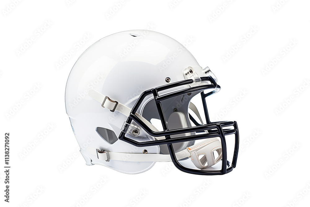 Fototapeta premium White Football Helmet, Gridiron Gear, Protective Headgear, Sports Equipment