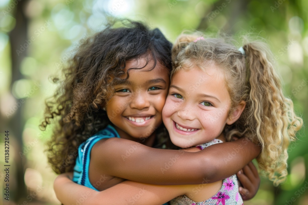 Best Friends Girls. Healthy and Diverse Friendship among Young Children in the Park Best Friends Girls. Healthy and Diverse Friendship among Young Children in the Park