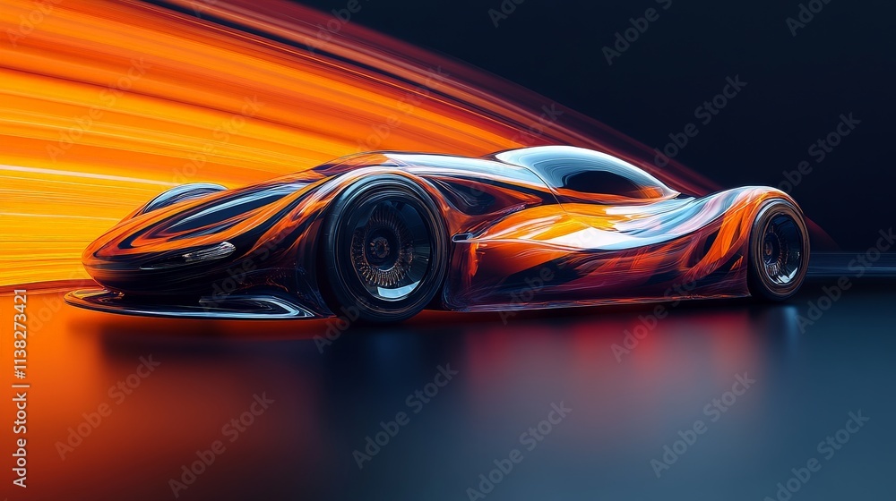 Futuristic Aerodynamic Car Concept in Vibrant Colors Futuristic Aerodynamic Car Concept in Vibrant Colors