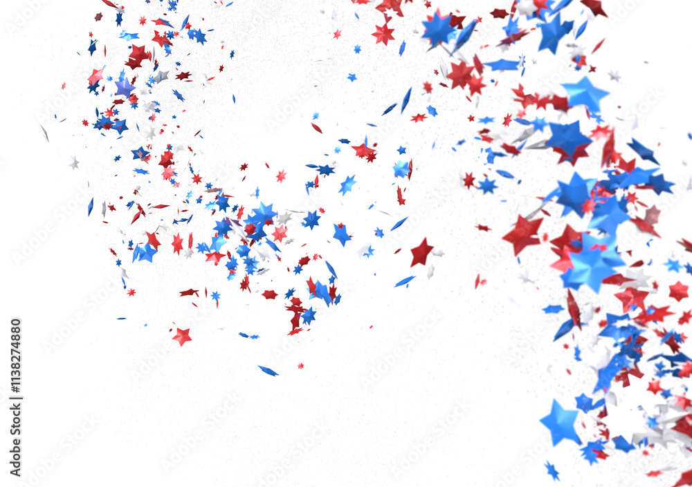 (Mehrere Werte)Confetti - Red white blue shiny confetti Confetti on white background, isolate, tricolor concept, (Mehrere Werte)Confetti - Red white blue shiny confetti Confetti on white background, isolate, tricolor concept,