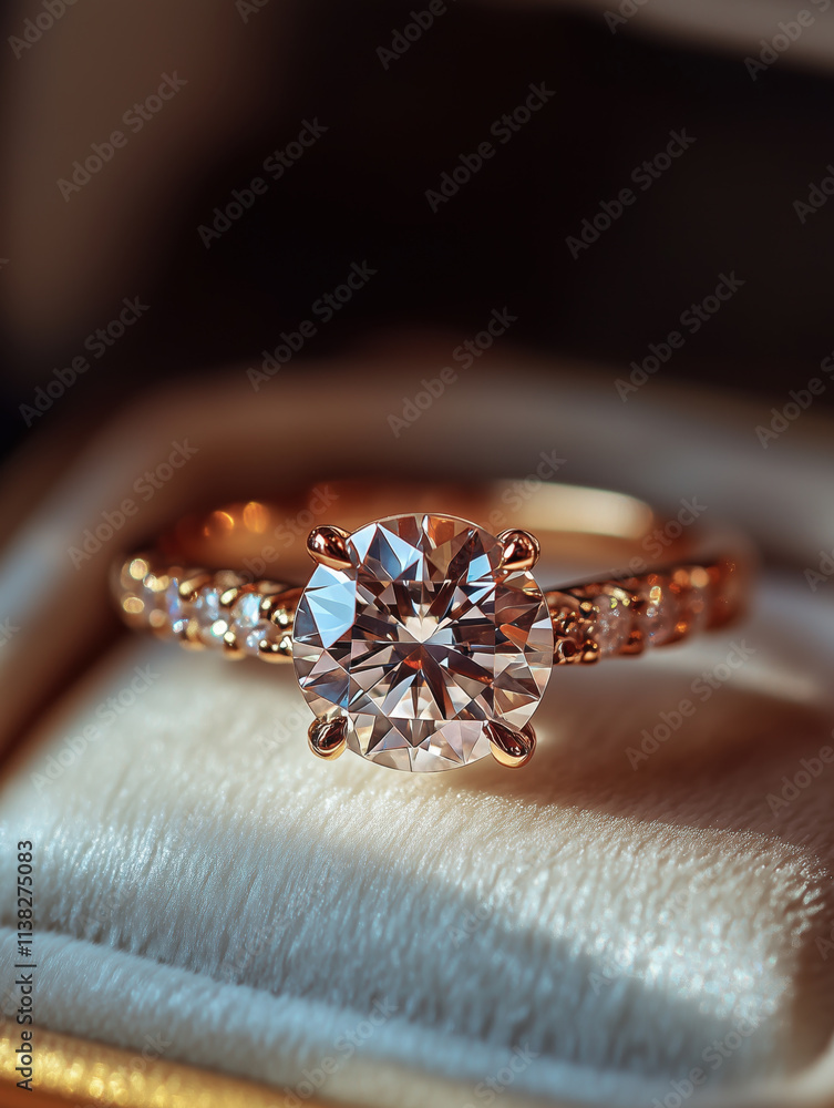 Diamond engagement ring in a box, Jewellery, proposal and holiday gift Diamond engagement ring in a box, Jewellery, proposal and holiday gift