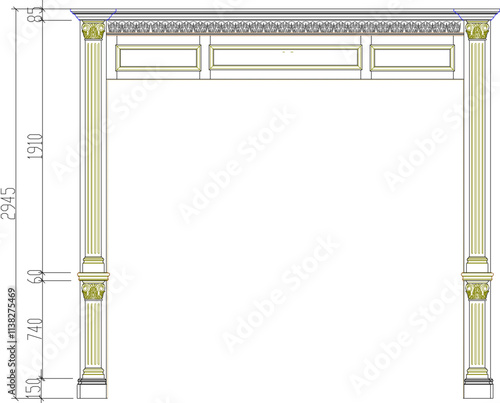 vector sketch illustration of the silhouette of a classic vintage European model gate construction design.eps