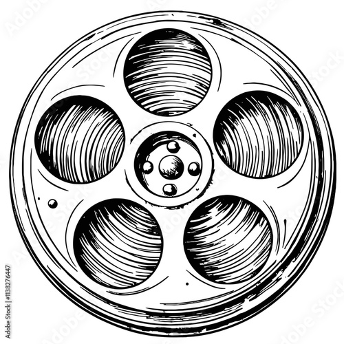 Vintage film reel illustration, nostalgic cinema concept